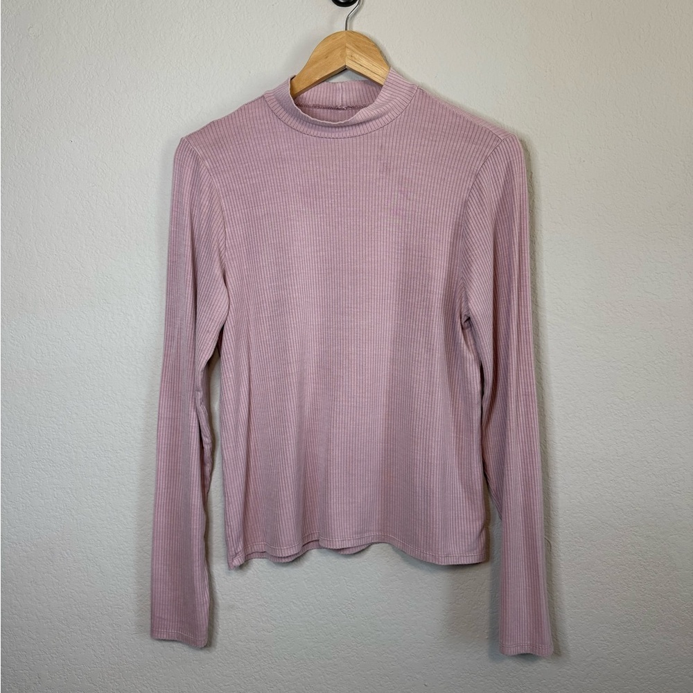 American Eagle Soft Pink Long Sleeve Ribbed Mock Neck Soft Lightweight Sweater